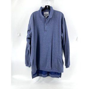 Huk-A-Poo Men's Blue Long Sleeve 1/4 Button High Neck Knit Sweater Shirt 3XLT